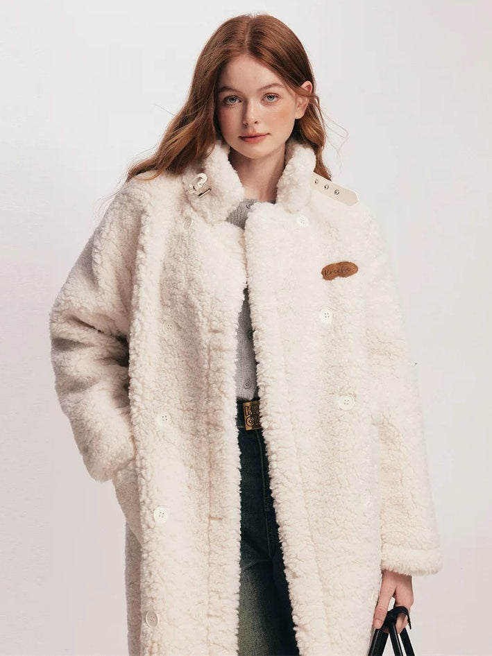 White Fleece Longline Coat