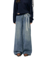 Lace Printed Wide-Leg Jeans