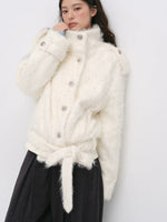 Faux Fur Belted Winter Jacket