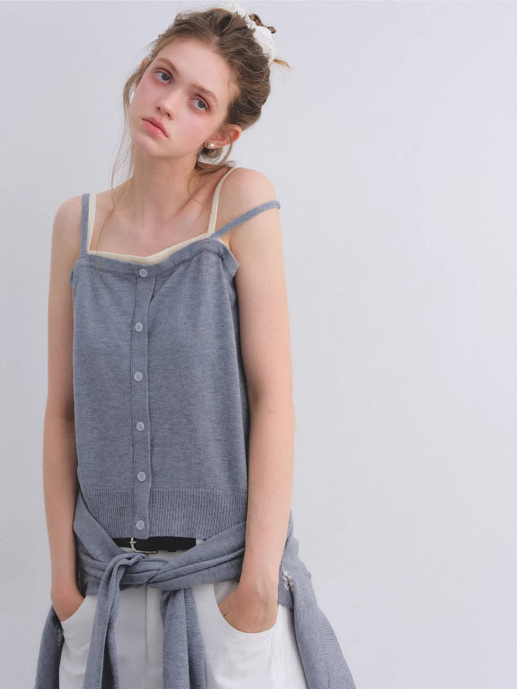 Jacquard Knit Cardigan Cami Set