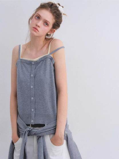Jacquard Knit Cardigan Cami Set