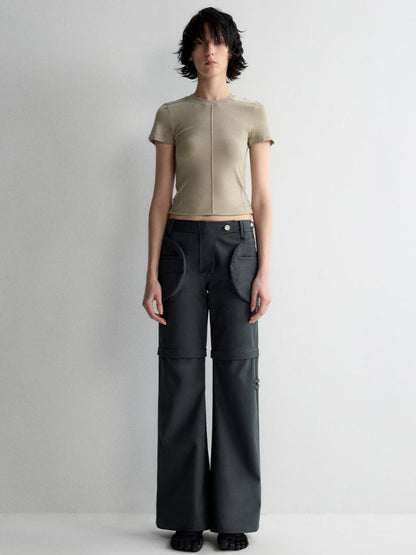 Two-in-One Removable Flared Casual Pants