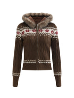 Brown Fair Isle Hooded Cardigan