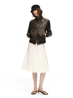 Crinkled A-Line Skirt