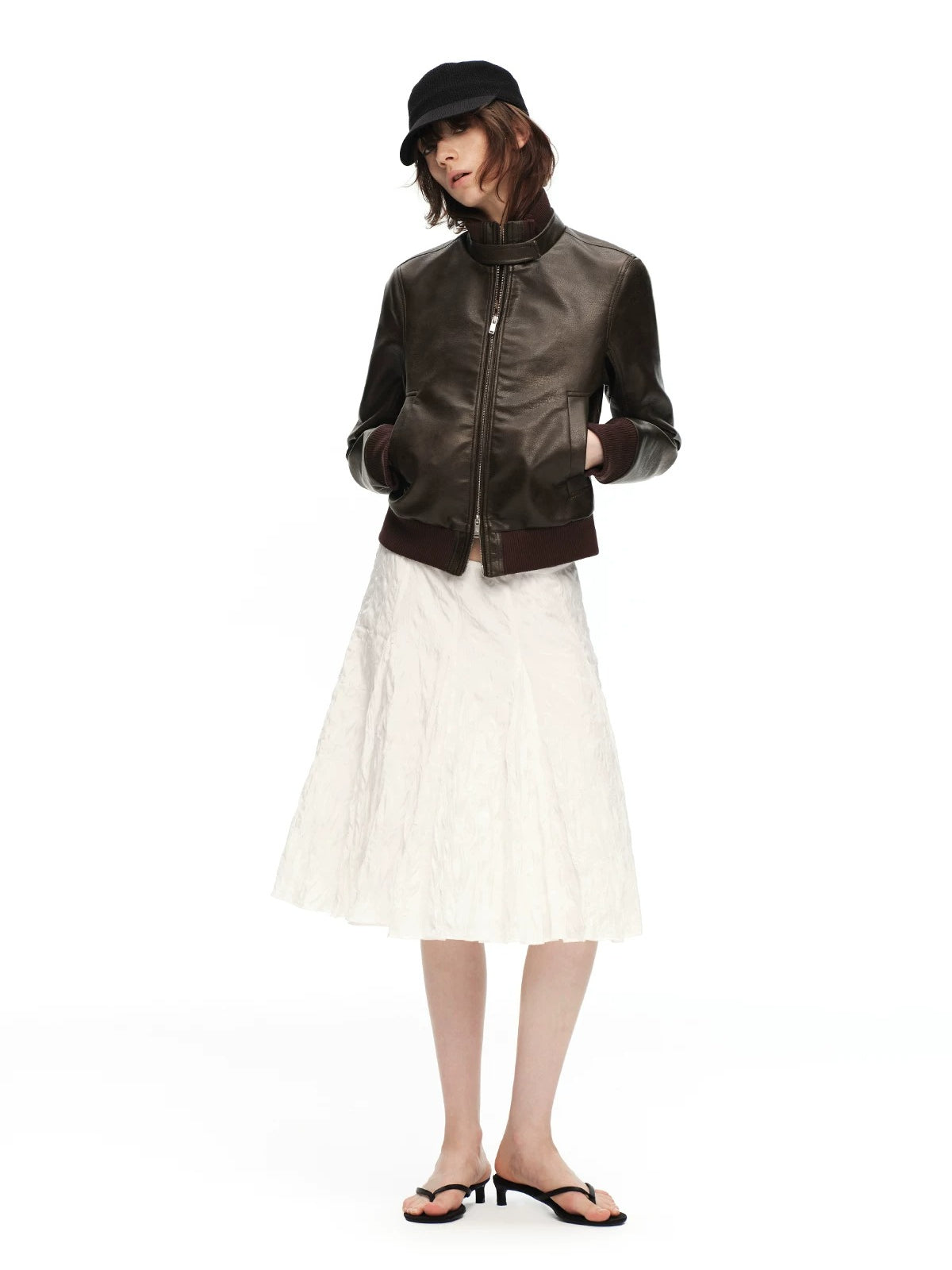 Crinkled A-Line Skirt