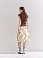 Polka Dot Ruffle Midi Skirt