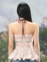 Printed Halter Bubble Top