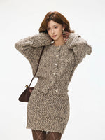 Vintage Wool Knit Cardigan & Skirt Set