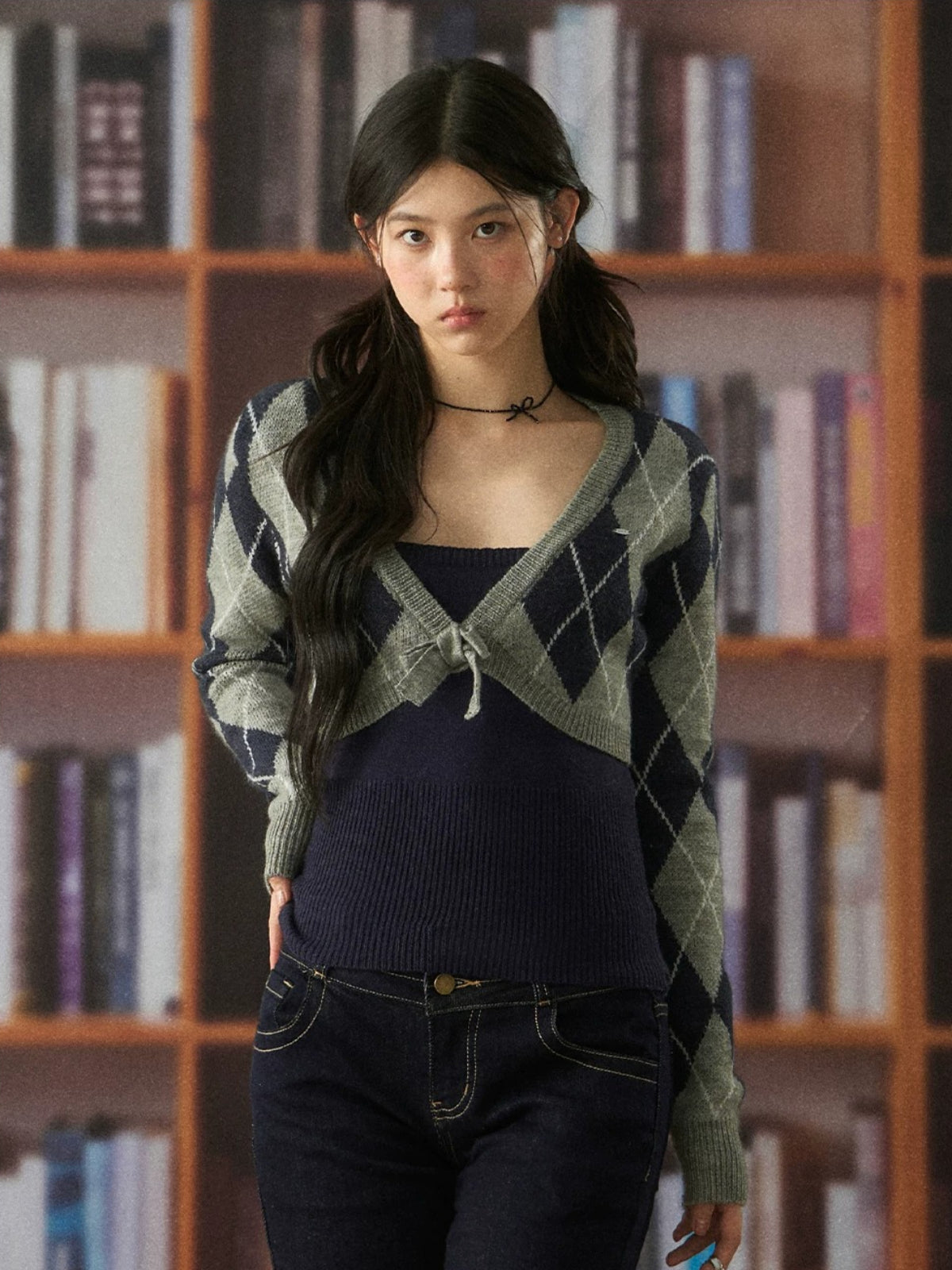 Diamond Knit Cardigan Set