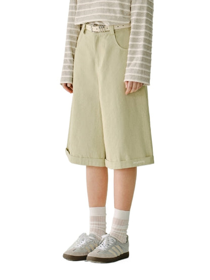 Pure Cotton Wide-Legged 5-Point Shorts