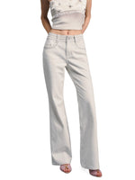 White Low-Rise Flared Pants