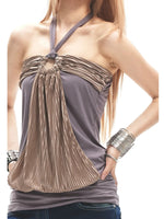 Y2K Contrast Ruched Halter Top