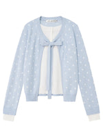 Polka Dot Bow Tie Knit Cardigan