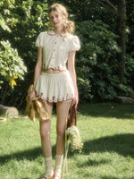 Lace Embroidery Airy Shirt & Skirt Set