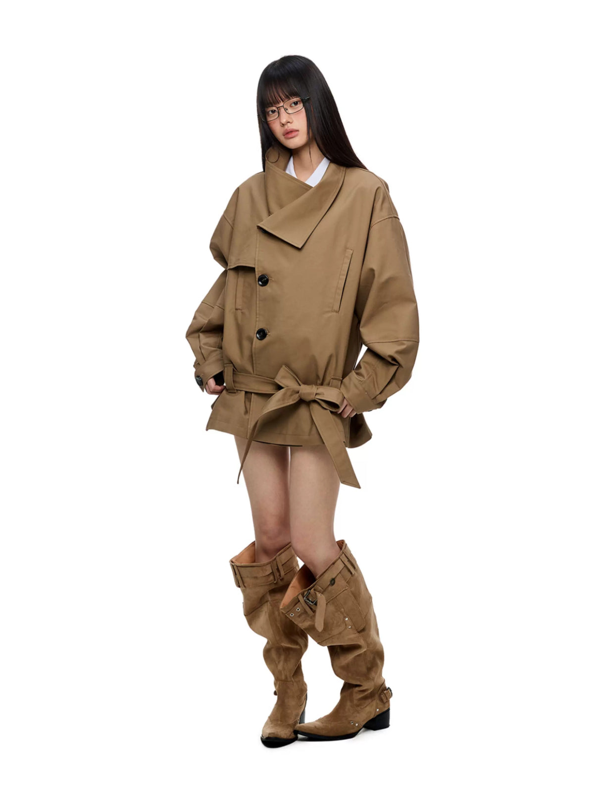 Vintage Oversized Lapel Trench Jacket