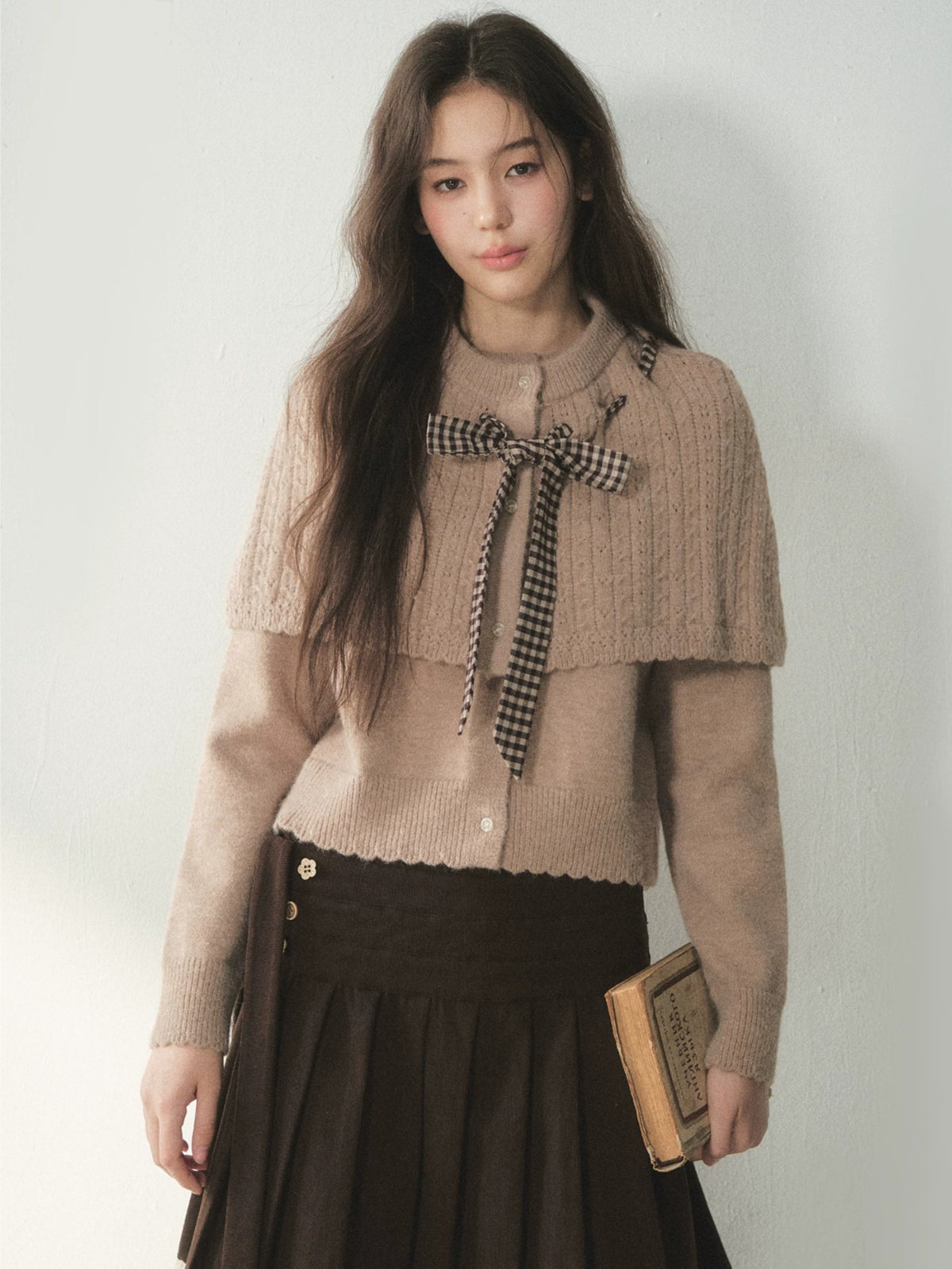 Vintage Bow Cape Knit Sweater