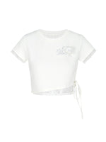 Lace Slim Fit Round-Neck Short T-Shirt