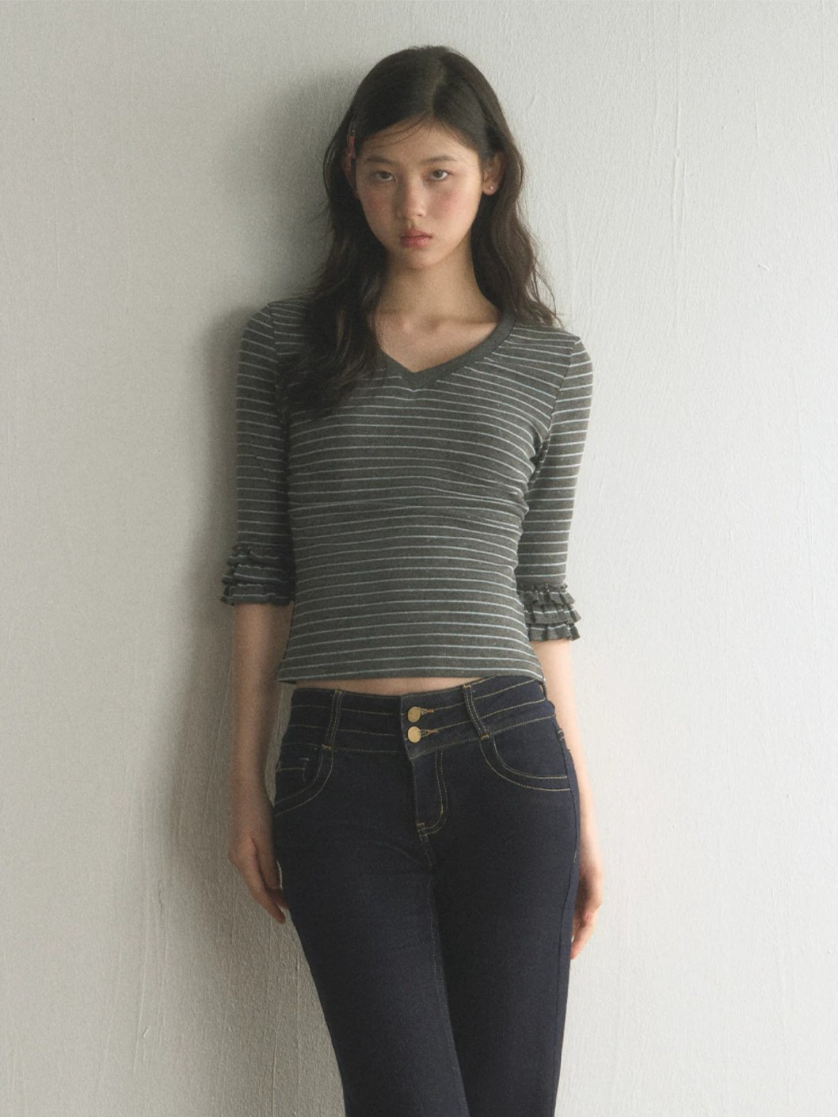 Vintage Stripe V-Neck Top