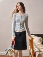 Faux Two-Piece Printed Cardigan