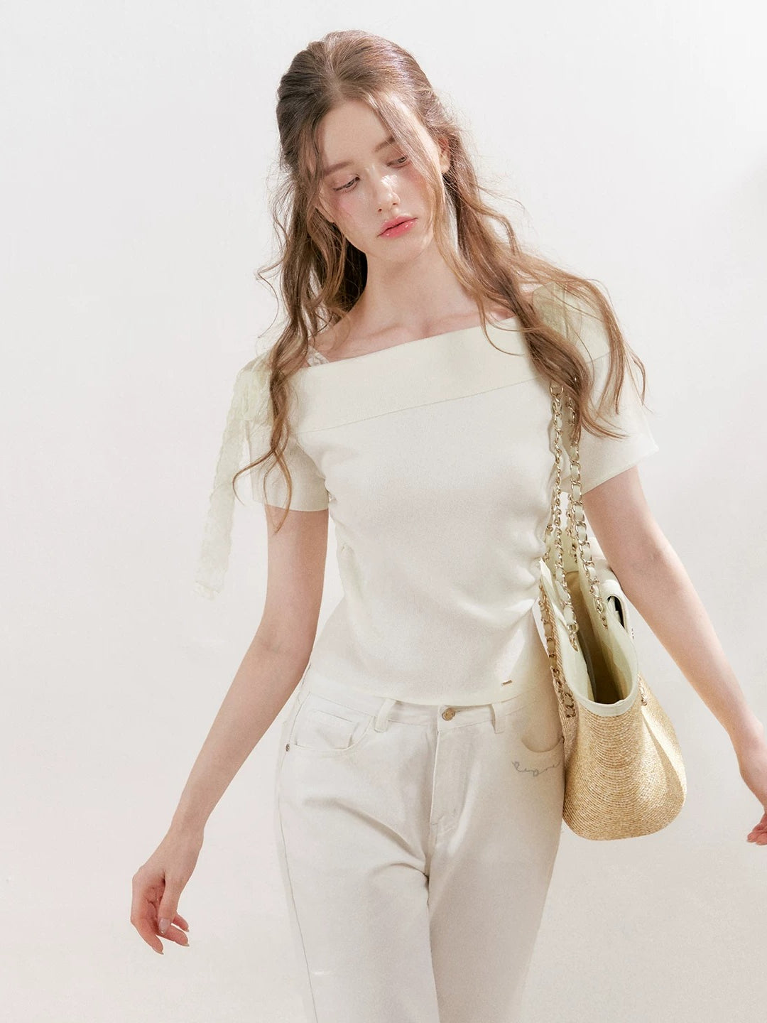 Asymmetric Lace Knit Top