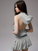 Solid Color Sweatshirt Fabric Drawstring 3D Tulip Skirt