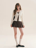 Plaid Bow Knit Cardigan