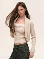 Fur Trimmed Camisole & Cardigan Set