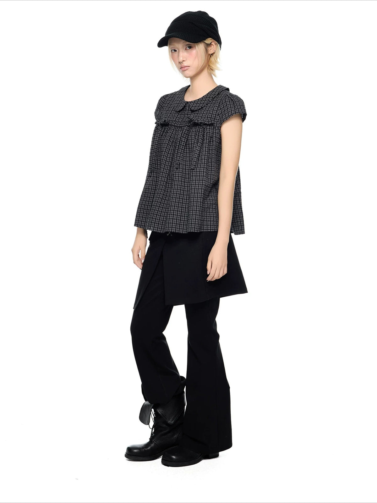 Plaid Peter Pan Top