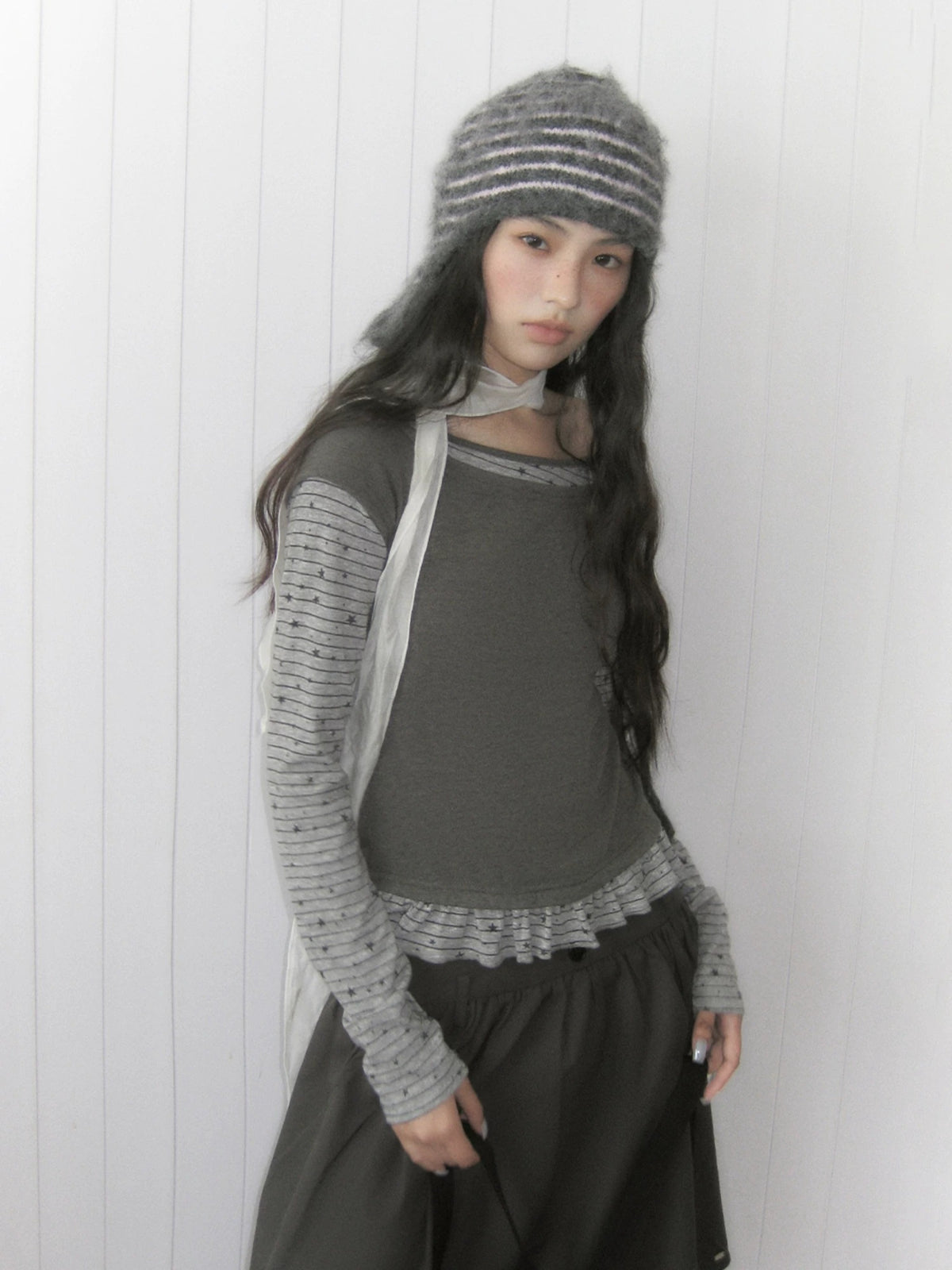 Star Striped Layered Long Sleeve Top