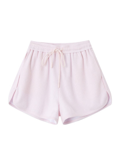 Waffle Hoodie Shorts Vest Set