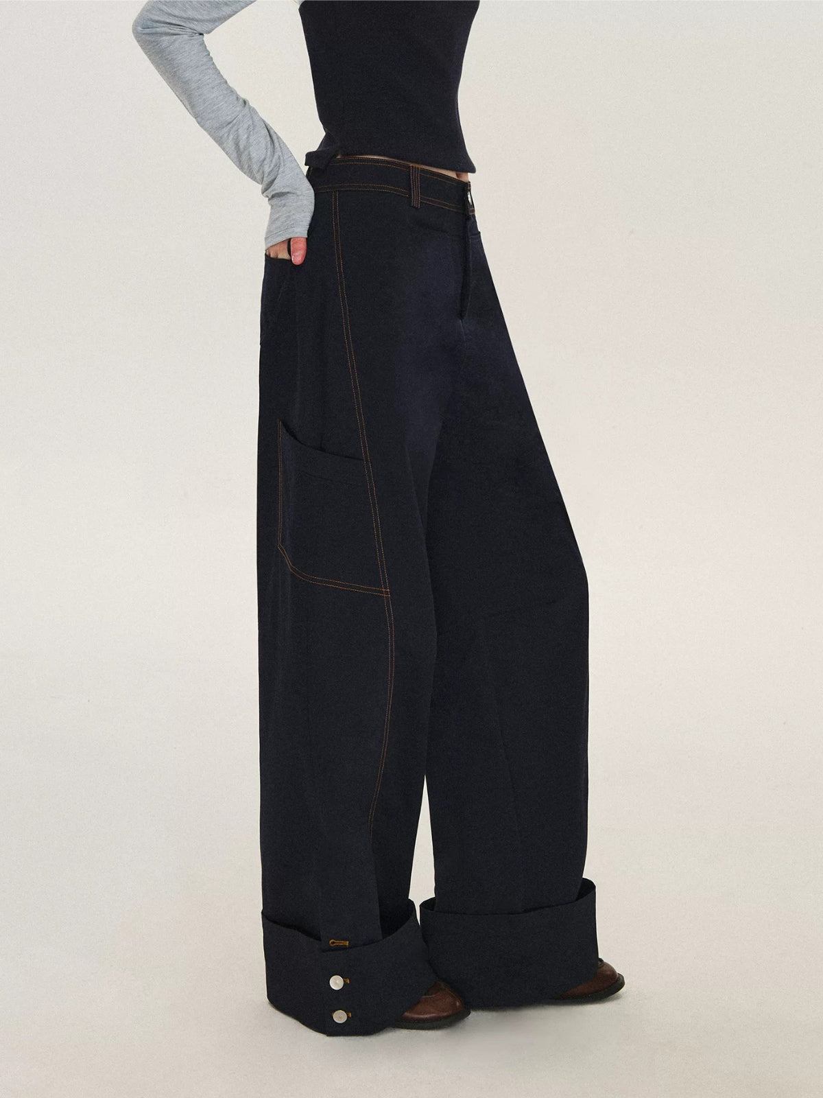 Detachable Plaid Cargo Wide Leg Pants