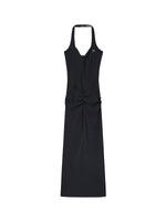 Black Ribbed Halter Bodycon Dress