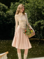 Pleated Floral Skirt