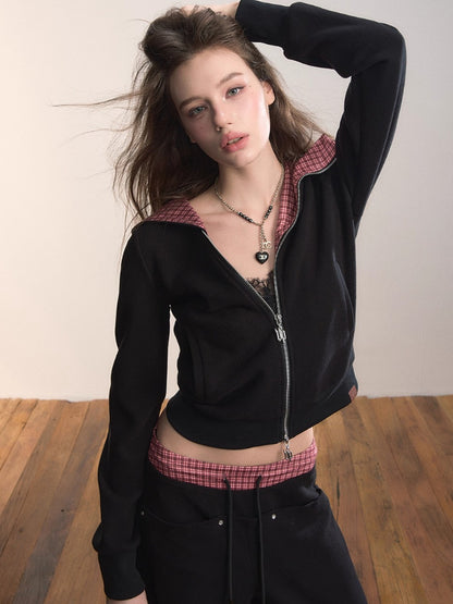 Black Short Asymmetric Hoodie