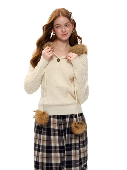 Cable Knit Hooded Sweater