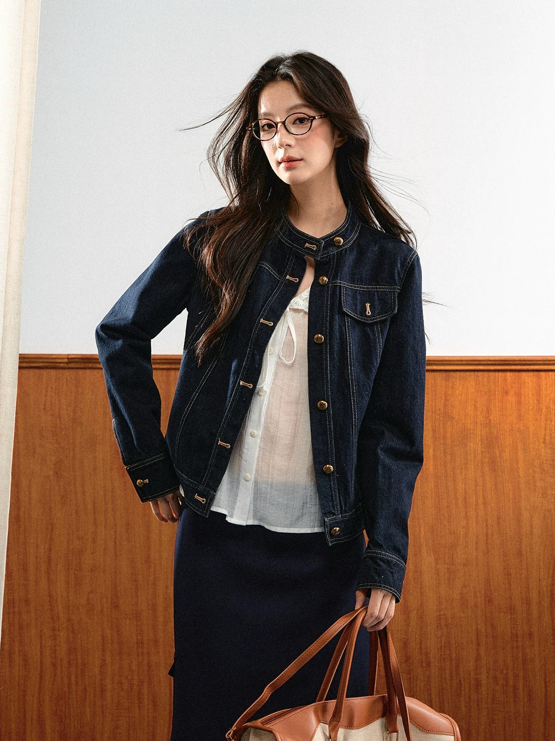 Gold Button Denim Set
