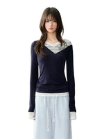 V-neck Layered Slim Tee
