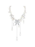 Bow Pearl Drop Necklace