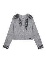 Wool Blend Plaid Tie Cardigan