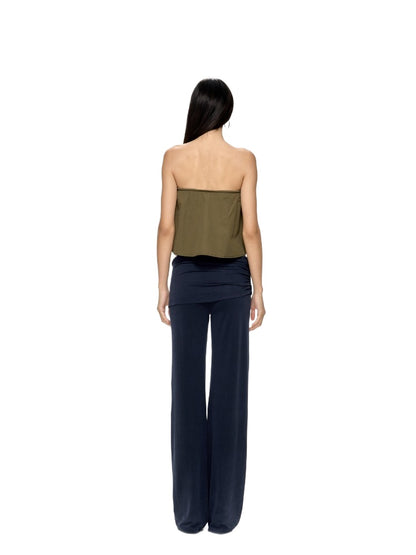 Blue &amp; Green Backless Drawstring Bandeau Top