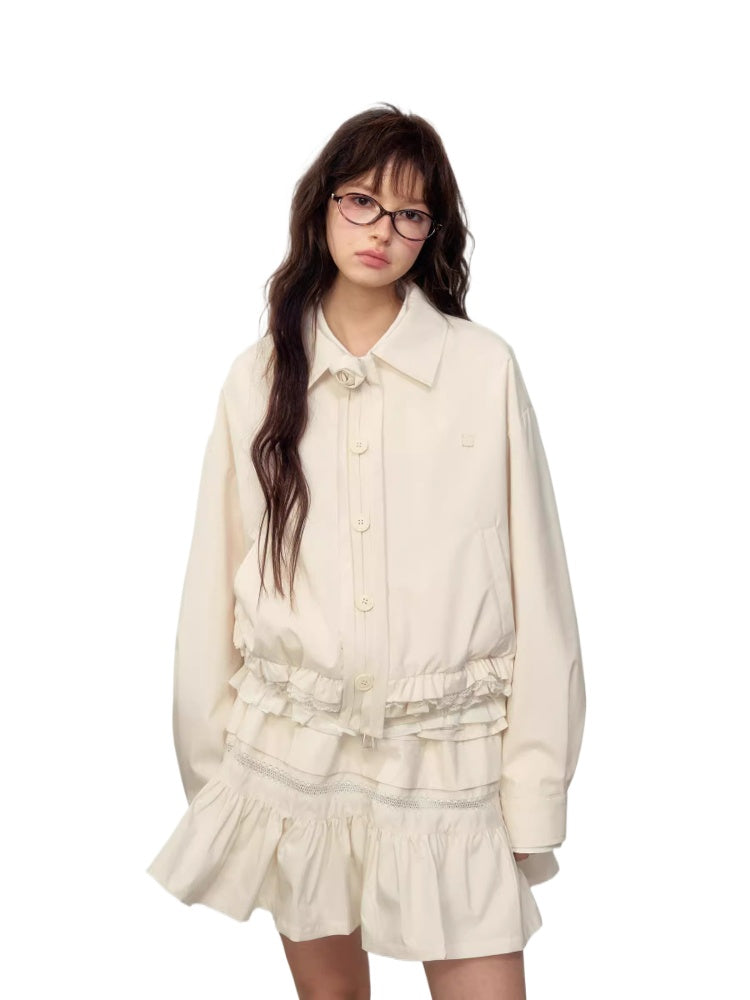 Lace-Trimmed Jacket & Skirt Set