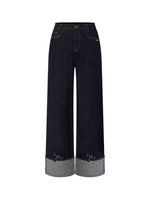 Transparent Rhinestone Straight-Leg Jeans