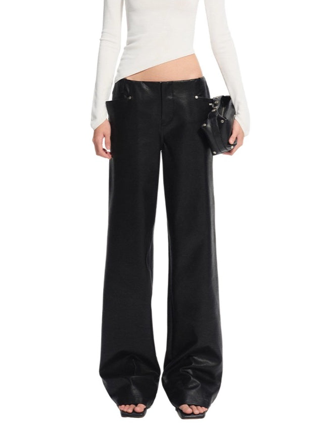 Black Unicorn Matte Leather Pants