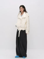 Faux Fur Belted Winter Jacket
