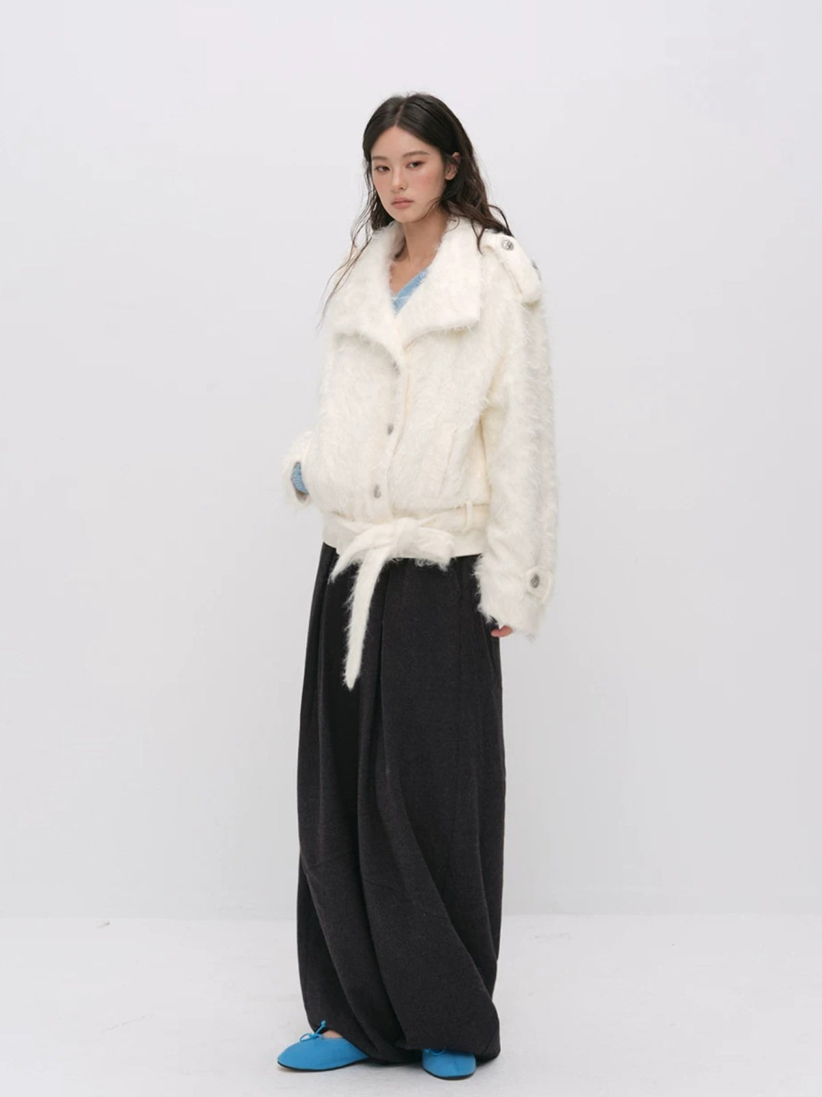 Faux Fur Belted Winter Jacket