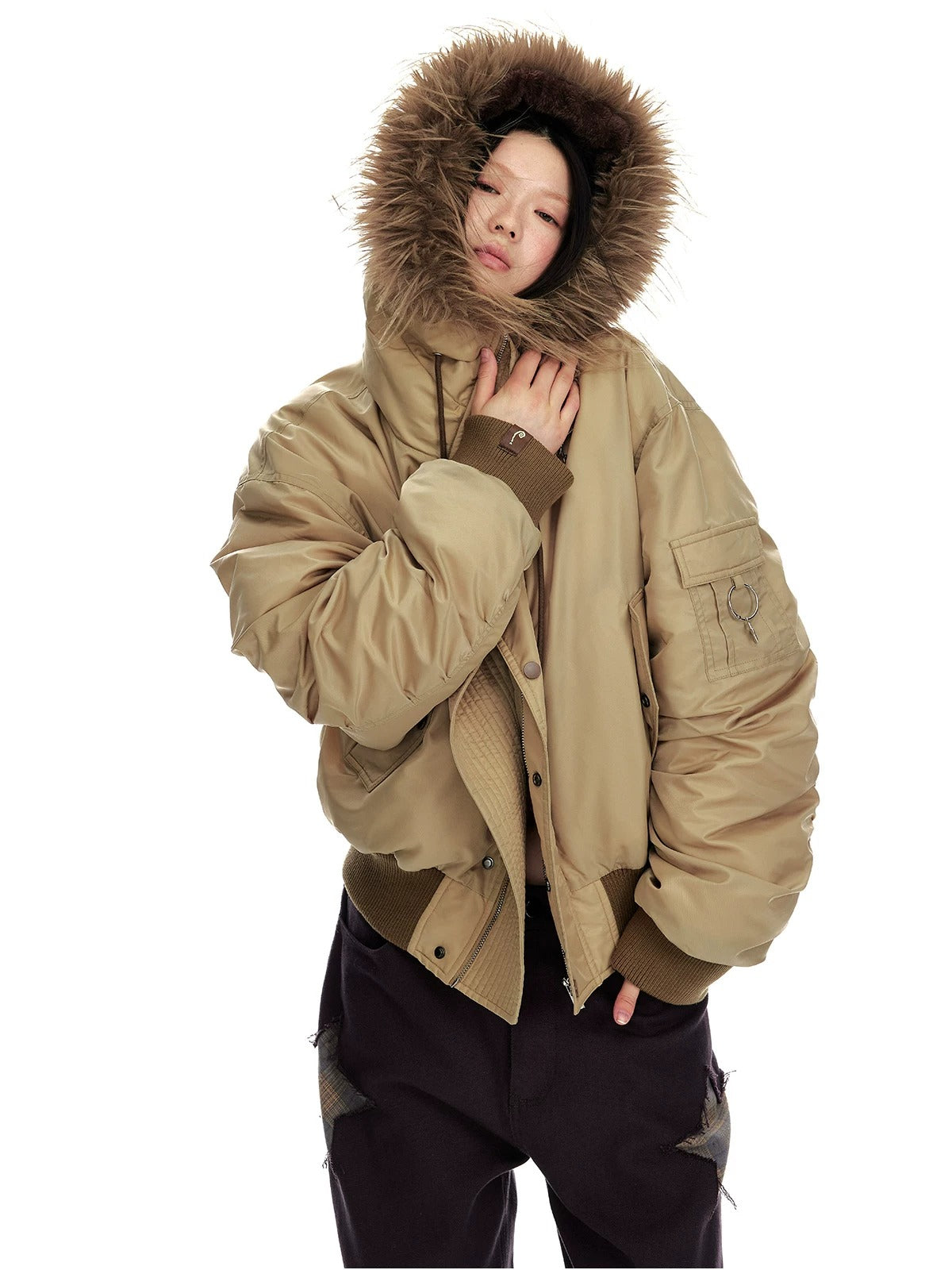 Vintage Hooded Fur Collar Down