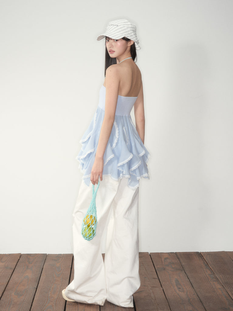 Blue Ruffled Convertible Skirt