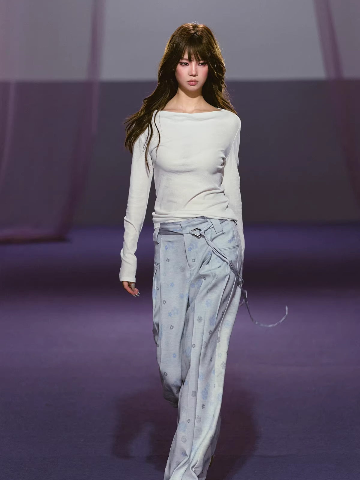 Floral Printed Satin Trousers