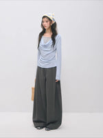 Double Waistband Pleated Wide Leg Pants