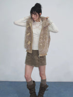 Vintage Ruffle Trim Patchwork Vest